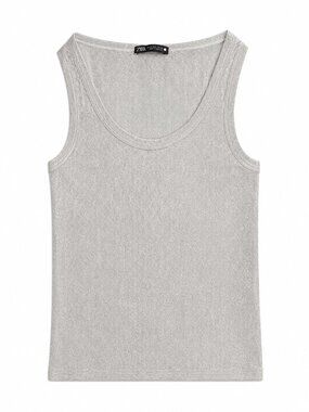 Zara Metallic Ribbed Tank Top - Size S